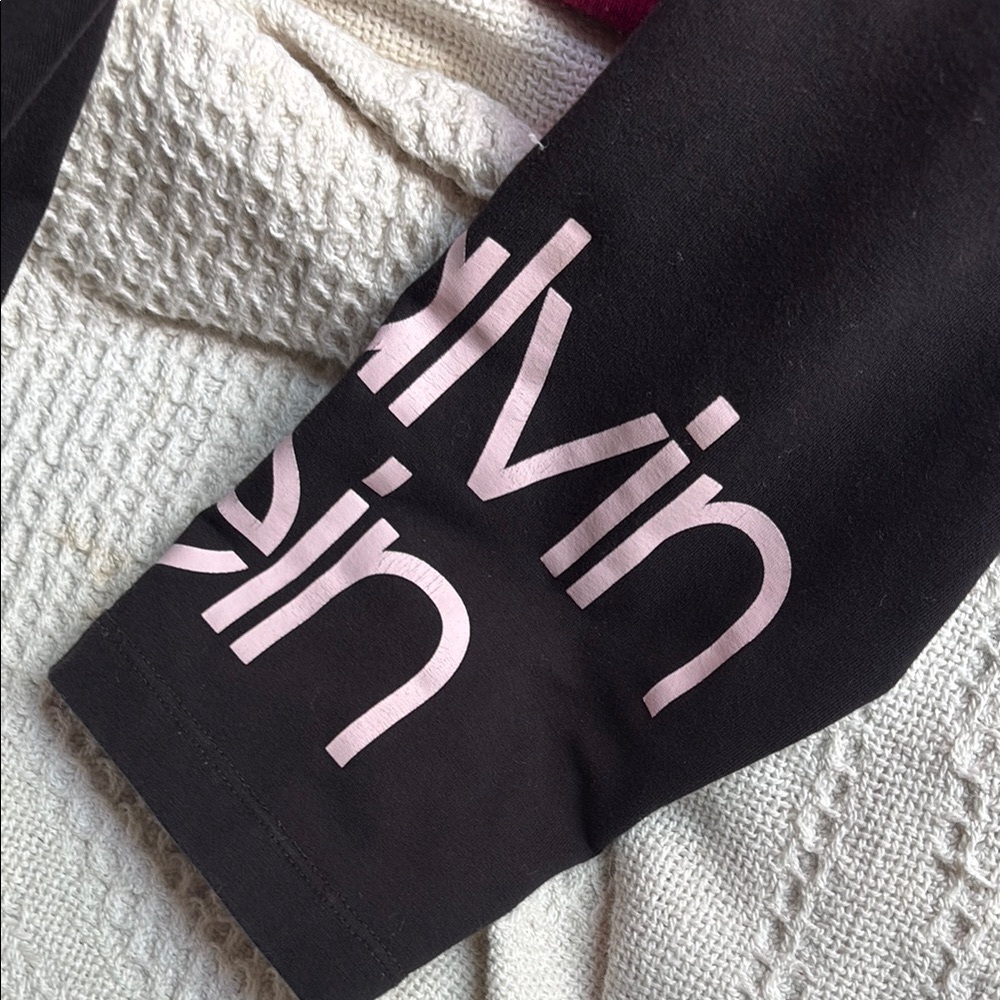 Calvin Klein Black Leggings with Pink Logo Capris